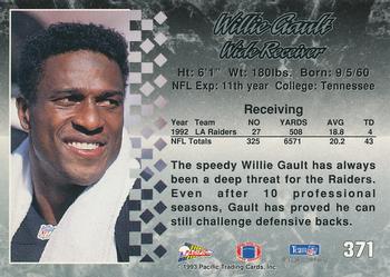 1993 Pacific #371 Willie Gault Back