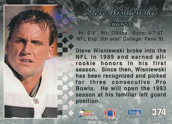 1993 Pacific #374 Steve Wisniewski Back