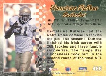 1993 Pacific #426 Demetrius DuBose Back