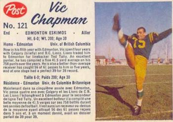 1962 Post Cereal CFL #121 Vic Chapman Front