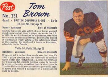 1962 Post Cereal CFL #131 Tom Brown Front