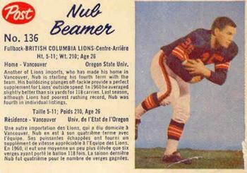 1962 Post Cereal CFL #136 Nub Beamer Front