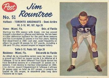 1962 Post Cereal CFL #51 Jim Rountree Front