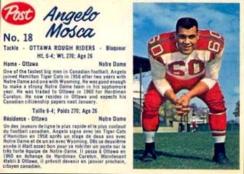 1962 Post Cereal CFL #18 Angelo Mosca Front