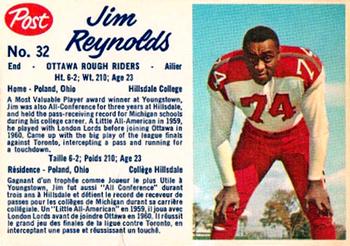 1962 Post Cereal CFL #32 Jim Reynolds Front