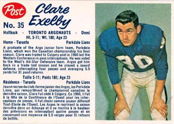 1962 Post Cereal CFL #35 Clare Exelby Front