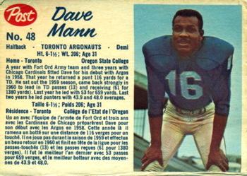 1962 Post Cereal CFL #48 Dave Mann Front