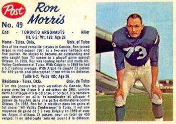 1962 Post Cereal CFL #49 Ron Morris Front