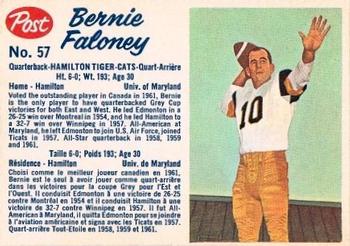 1962 Post Cereal CFL #57 Bernie Faloney Front