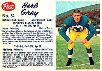1962 Post Cereal CFL #84 Herb Gray Front