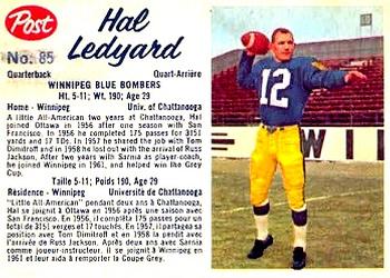 1962 Post Cereal CFL #85 Hal Ledyard Front