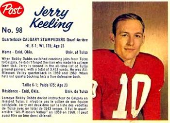 1962 Post Cereal CFL #98 Jerry Keeling Front