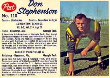1962 Post Cereal CFL #110 Don Stephenson Front
