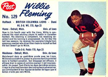 1962 Post Cereal CFL #129 Willie Fleming Front