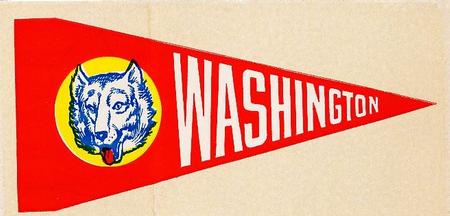 1964 Topps - Pennant Stickers #NNO Washington Huskies Front