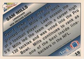 1993 Pacific - Pacific Picks the Pros #19 Sam Mills Back