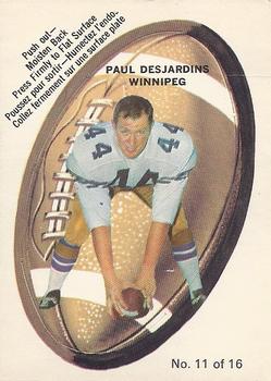 1970 O-Pee-Chee CFL - Push-Outs #11 Paul Desjardins Front
