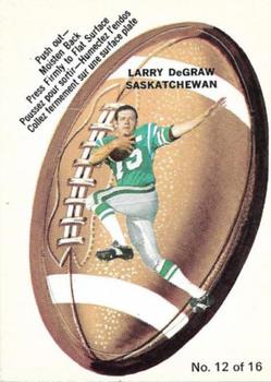 1970 O-Pee-Chee CFL - Push-Outs #12 Larry DeGraw Front