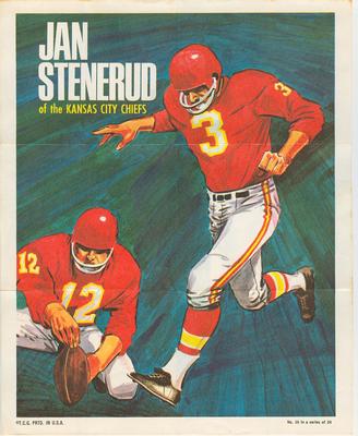 1970 Topps - Posters #10 Jan Stenerud Front