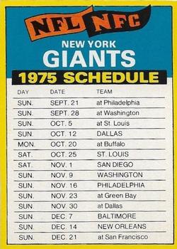 1975 Topps - Team Checklists #NNO New York Giants Front