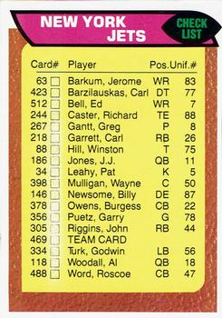 1976 Topps - Team Checklists #469 New York Jets Front