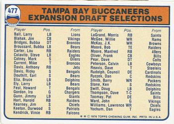 1976 Topps - Team Checklists #477 Tampa Bay Buccaneers Back