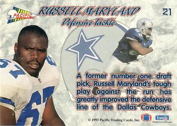 1993 Pacific Prisms #21 Russell Maryland Back