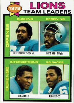 1979 Topps - Checklist Sheet Singles #357 Lions Team Leaders Front