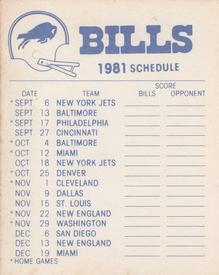 1981 Fleer Team Action - High-Gloss Stickers #NNO Buffalo Bills Helmet Back