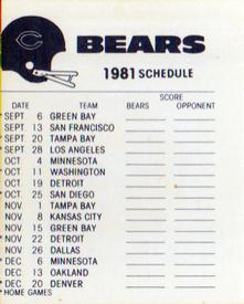 1981 Fleer Team Action - High-Gloss Stickers #NNO Chicago Bears Helmet Back