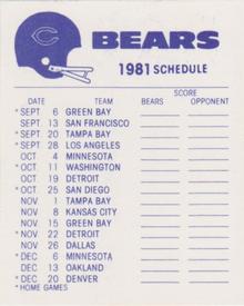 1981 Fleer Team Action - High-Gloss Stickers #NNO Chicago Bears Helmet Back