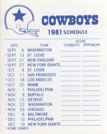 1981 Fleer Team Action - High-Gloss Stickers #NNO Dallas Cowboys Logo Back