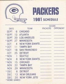 1981 Fleer Team Action - High-Gloss Stickers #NNO Green Bay Packers Logo Back