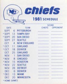 1981 Fleer Team Action - High-Gloss Stickers #NNO Kansas City Chiefs Helmet Back