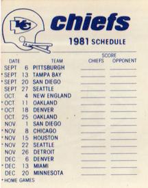 1981 Fleer Team Action - High-Gloss Stickers #NNO Kansas City Chiefs Logo Back