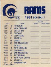 1981 Fleer Team Action - High-Gloss Stickers #NNO Los Angeles Rams Helmet Back