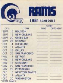 1981 Fleer Team Action - High-Gloss Stickers #NNO Los Angeles Rams Logo Back