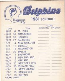 1981 Fleer Team Action - High-Gloss Stickers #NNO Miami Dolphins Helmet Back
