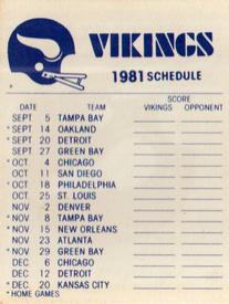 1981 Fleer Team Action - High-Gloss Stickers #NNO Minnesota Vikings Helmet Back