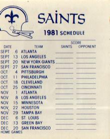 1981 Fleer Team Action - High-Gloss Stickers #NNO New Orleans Saints Logo Back