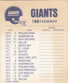 1981 Fleer Team Action - High-Gloss Stickers #NNO New York Giants Helmet Back