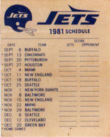 1981 Fleer Team Action - High-Gloss Stickers #NNO New York Jets Logo Back