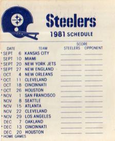 1981 Fleer Team Action - High-Gloss Stickers #NNO Pittsburgh Steelers Logo Back