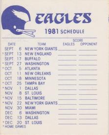 1981 Fleer Team Action - High-Gloss Stickers #NNO Philadelphia Eagles Logo Back