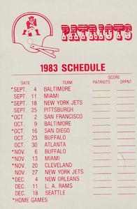 1983 Fleer Team Action - Stickers #NNO New England Patriots Logo Back