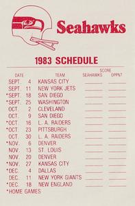 1983 Fleer Team Action - Stickers #NNO Seattle Seahawks Helmet Back