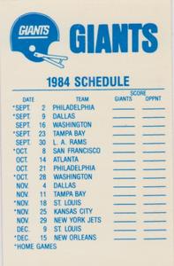 1984 Fleer Team Action - Stickers #NNO New York Giants Helmet Back