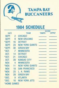 1984 Fleer Team Action - Stickers #NNO Tampa Bay Buccaneers Logo Back