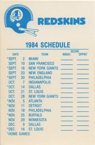 1984 Fleer Team Action - Stickers #NNO Washington Redskins Logo Back