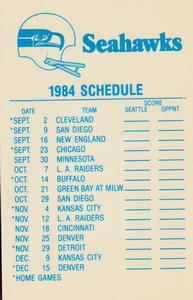 1984 Fleer Team Action - Stickers #NNO Seattle Seahawks Helmet Back